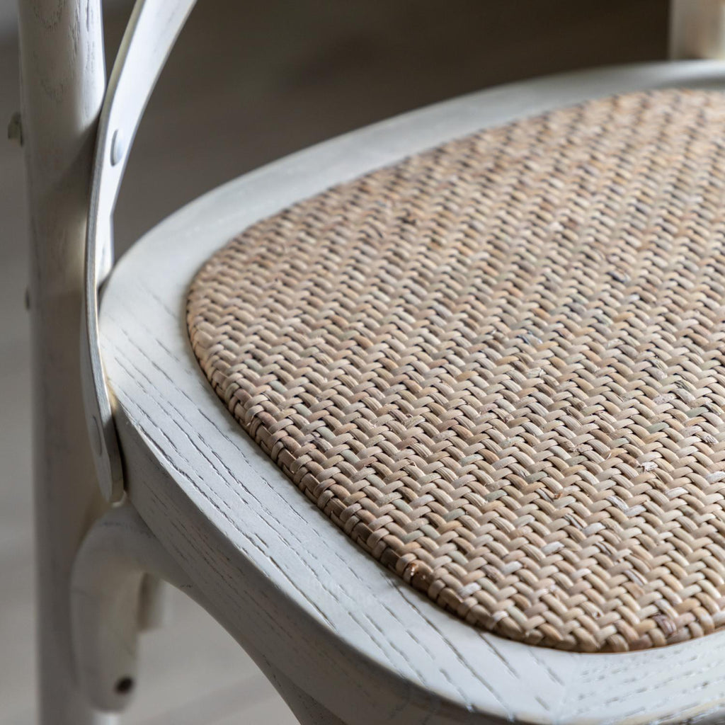 Cafe Stool White/Rattan (2pk)