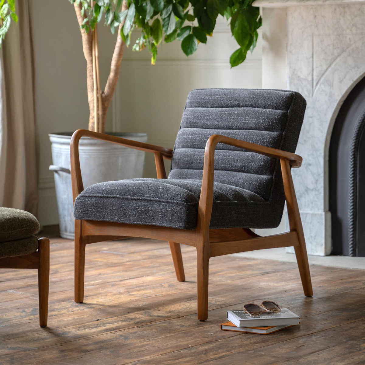 Datsun Armchair Charcoal Boucle