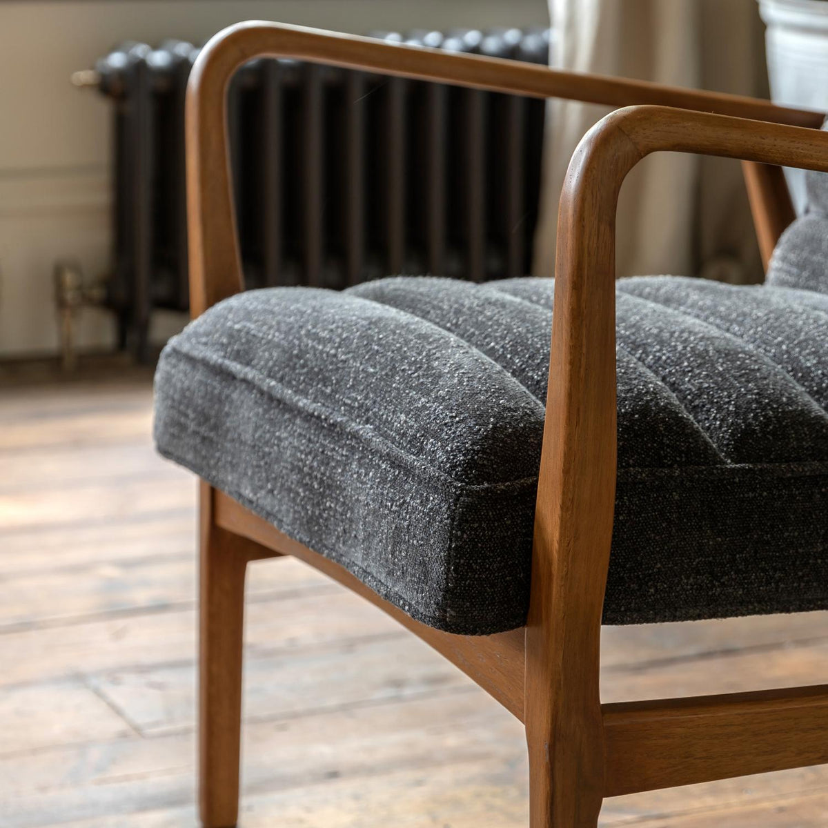 Datsun Armchair Charcoal Boucle