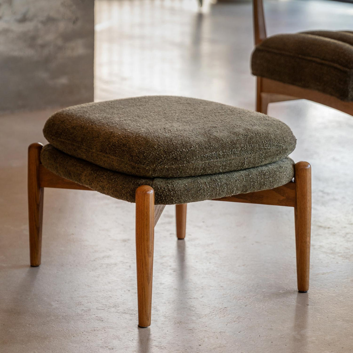 Datsun Footstool Green Boucle