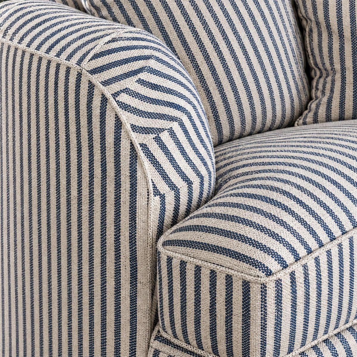 Eastbourne Snuggler in Navy Stripe with Navy Stripe Cushions