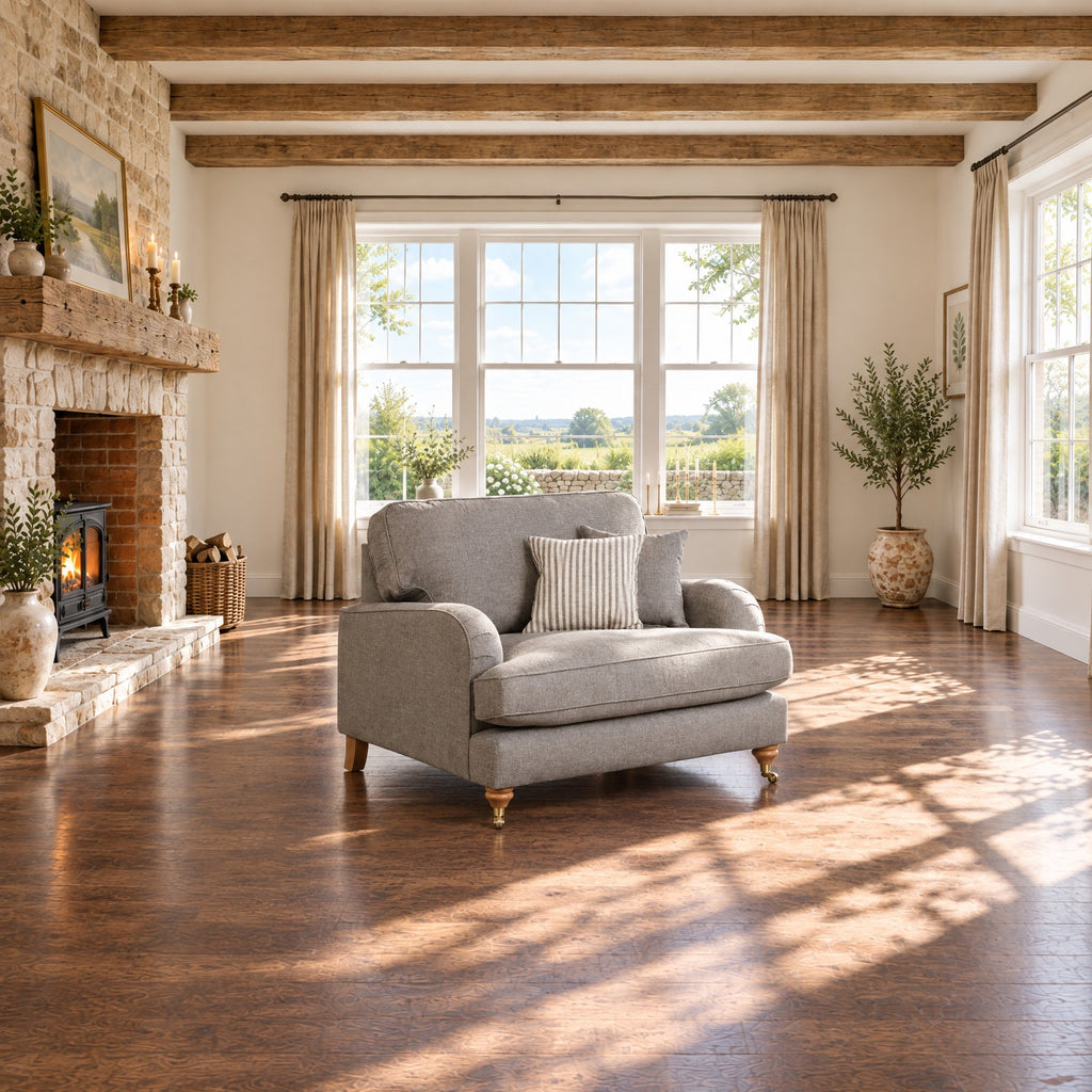 Eastbourne Snuggler in Grey with Grey Stripe Cushions