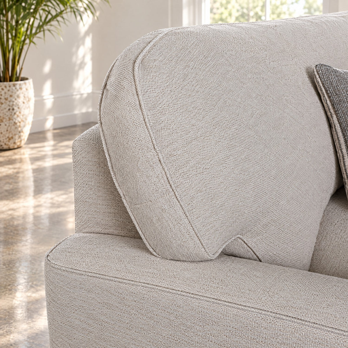 Eastbourne Snuggler in Natural with Grey Stripe Cushions