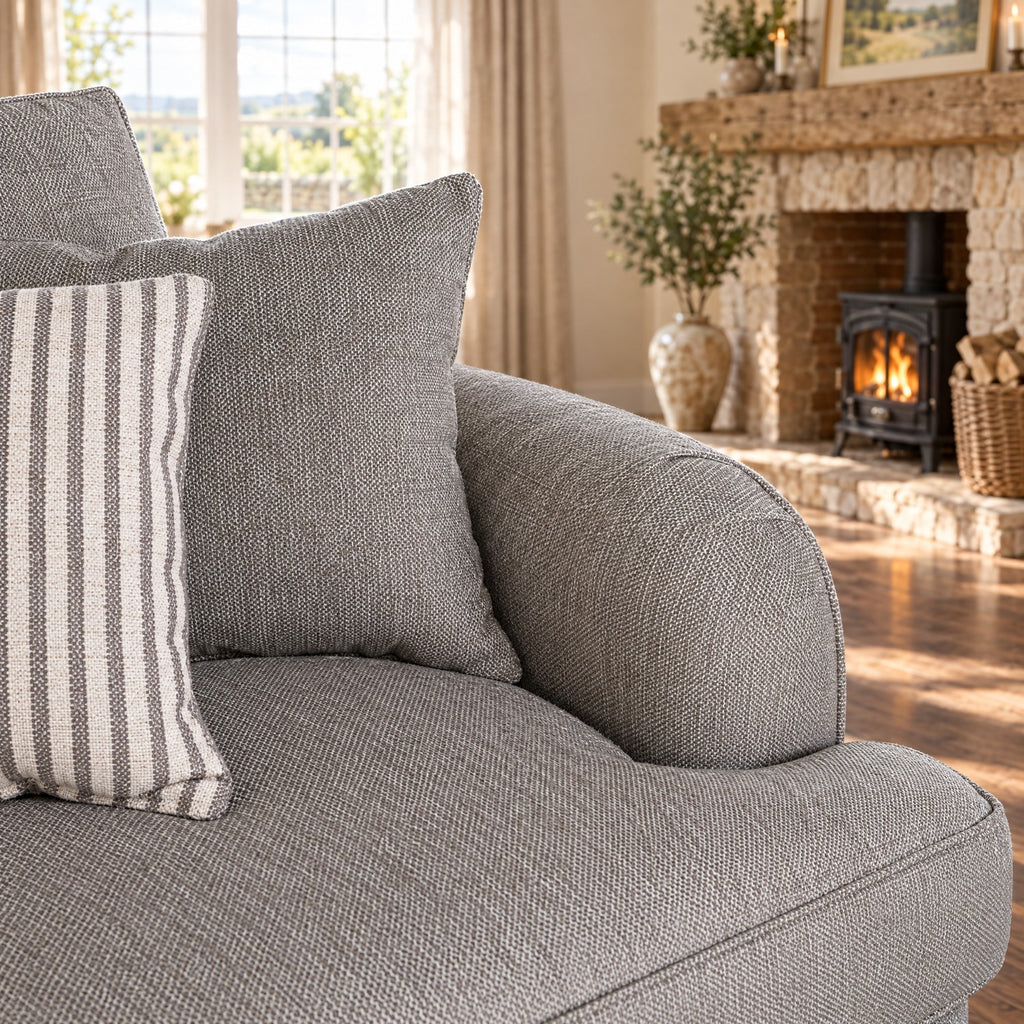 Eastbourne Snuggler in Grey with Grey Stripe Cushions