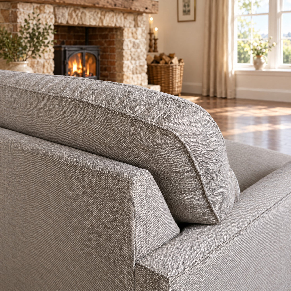 Eastbourne Snuggler in Grey with Grey Stripe Cushions