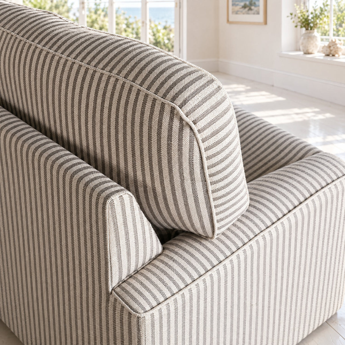 Eastbourne Snuggler in Grey Stripe with Grey Stripe Cushions