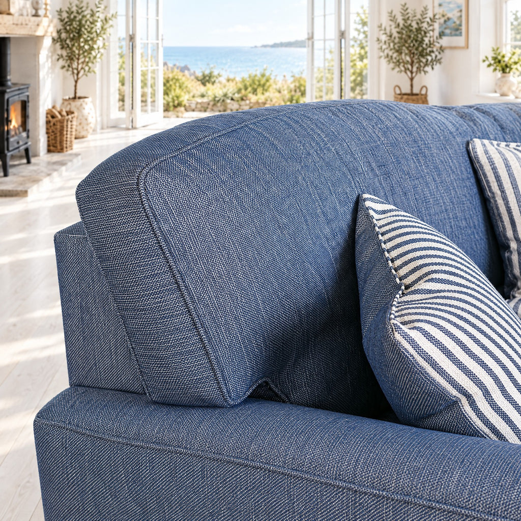 Eastbourne Snuggler in Navy with Navy Stripe Cushions