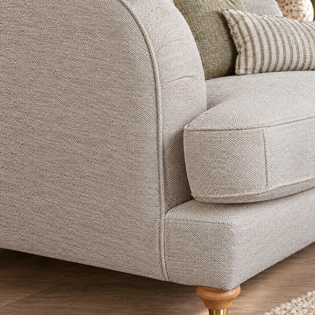 Eastbourne Snuggler in Natural with Olive Stripe Cushions