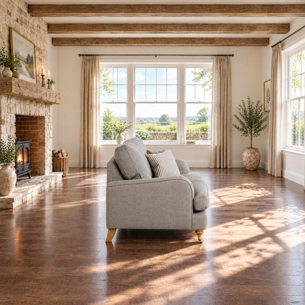 Eastbourne Snuggler in Grey with Grey Stripe Cushions
