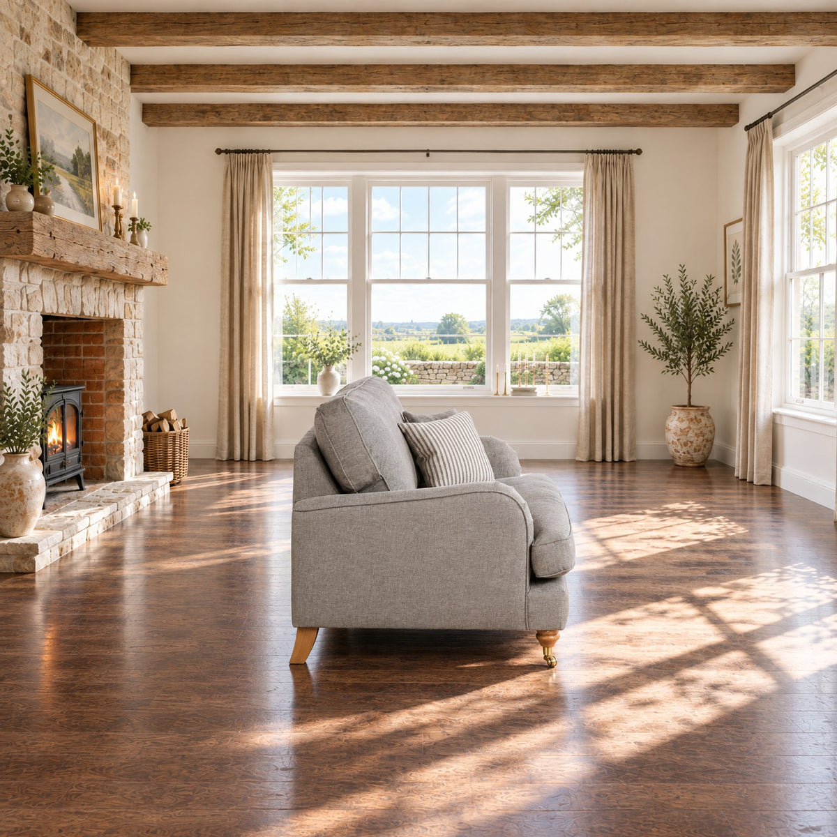 Eastbourne Snuggler in Grey with Grey Stripe Cushions