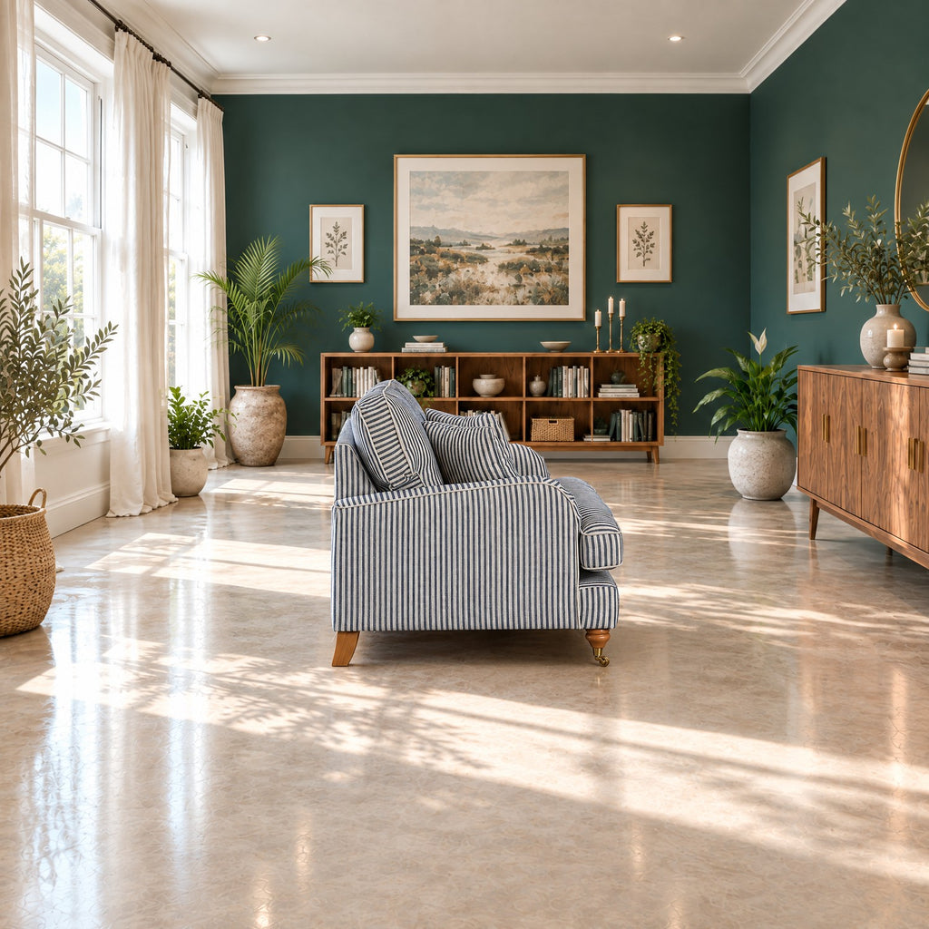 Eastbourne Snuggler in Navy Stripe with Navy Stripe Cushions