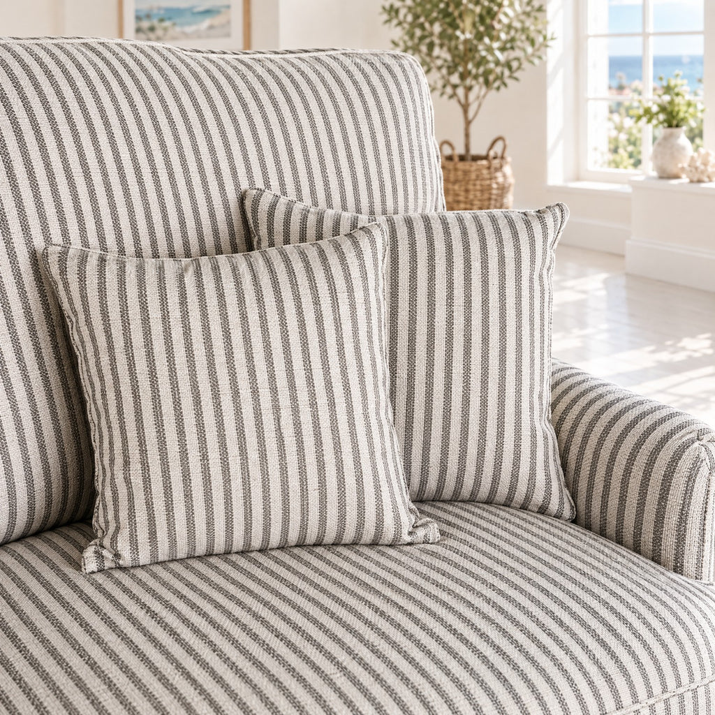 Eastbourne Snuggler in Grey Stripe with Grey Stripe Cushions
