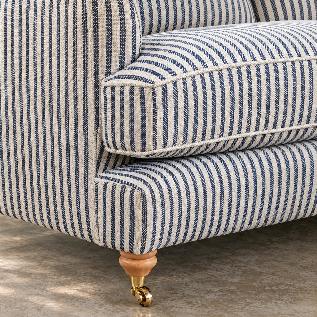 Eastbourne Snuggler in Navy Stripe with Navy Stripe Cushions