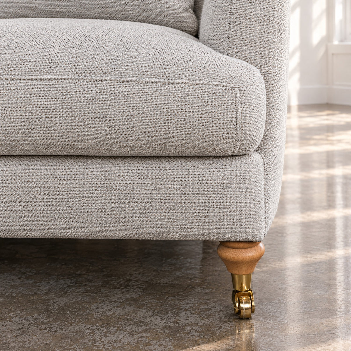 Eastbourne Snuggler in Natural with Grey Stripe Cushions