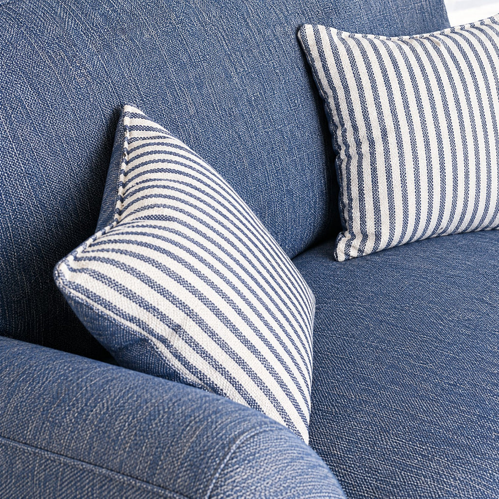 Eastbourne Snuggler in Navy with Navy Stripe Cushions