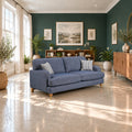 Eastbourne 3 Seater Sofa in Navy with Navy Stripe Cushions