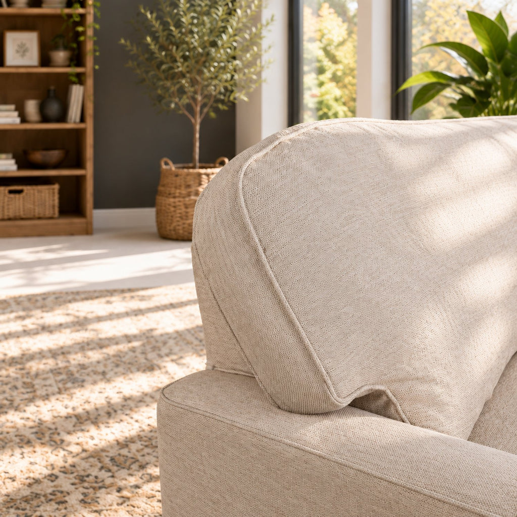 Eastbourne 3 Seater Sofa in Natural with Navy Stripe Cushions