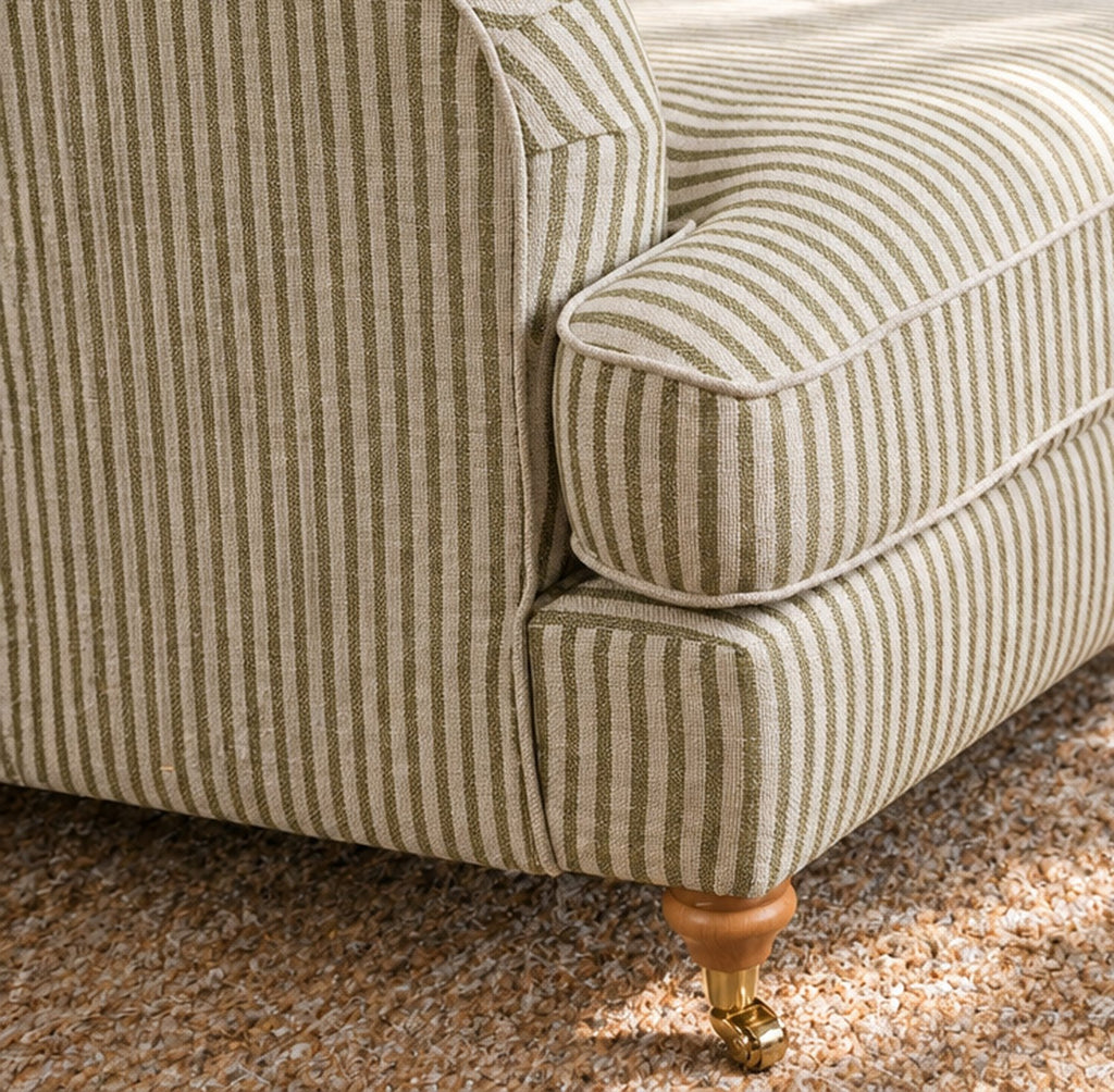 Eastbourne 2 Seater Sofa in Olive Stripe with Olive Stripe Cushions