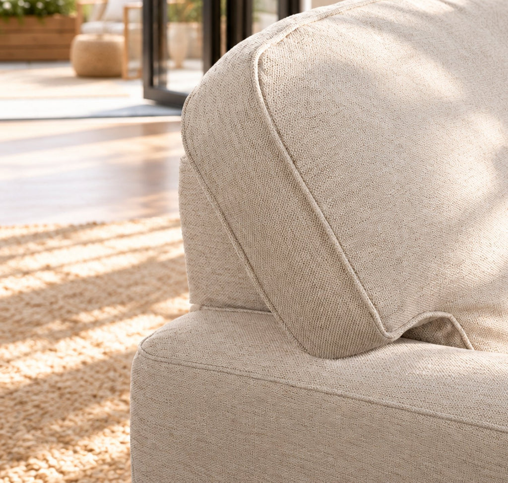 Eastbourne 3 Seater Sofa in Natural with Grey Stripe Cushions