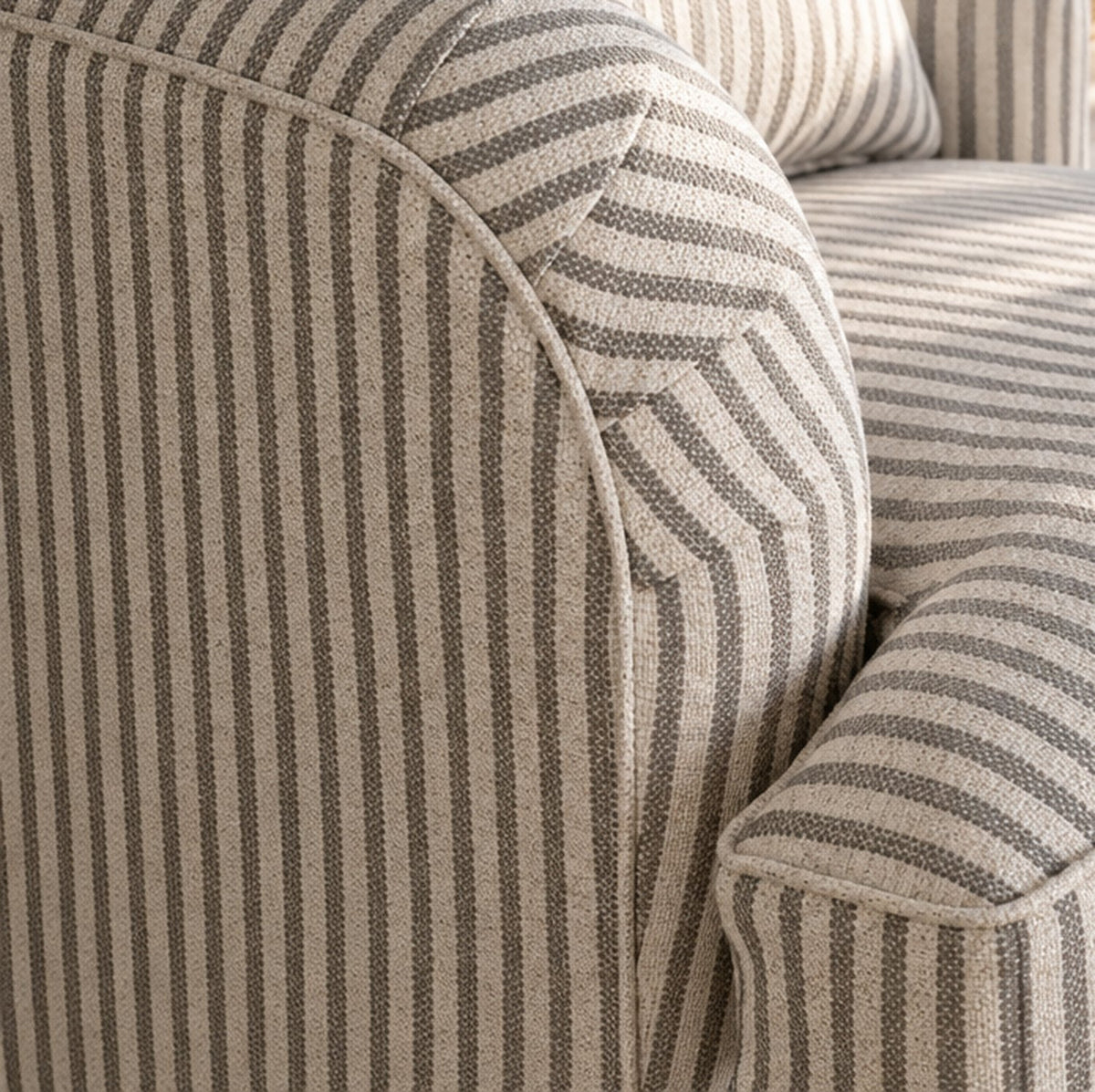 Eastbourne Armchair in Grey Stripe with Grey Stripe Cushion
