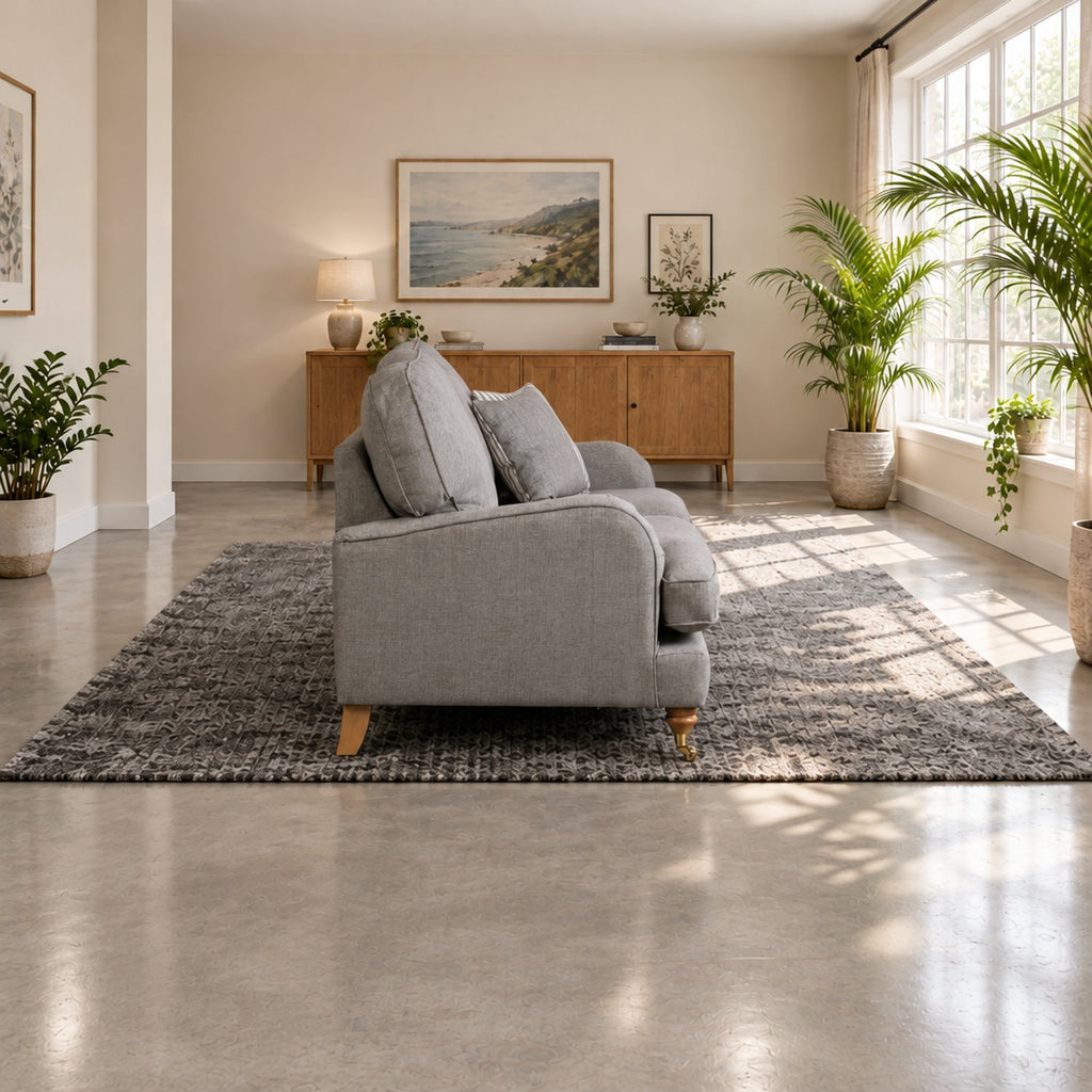 Eastbourne 2 Seater Sofa in Grey with Grey Stripe Cushions