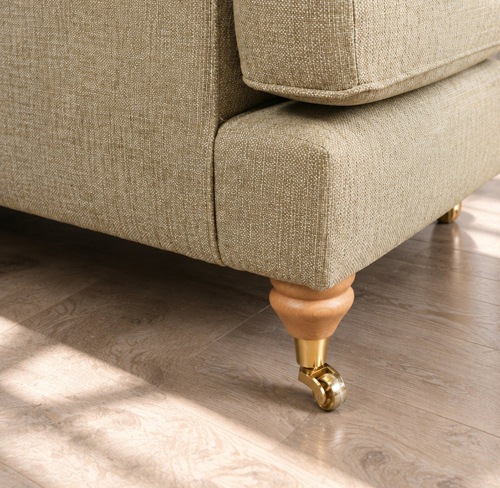 Eastbourne 3 Seater Sofa in Olive with Olive Stripe Cushions