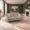 Eastbourne 3 Seater Sofa in Olive with Olive Stripe Cushions