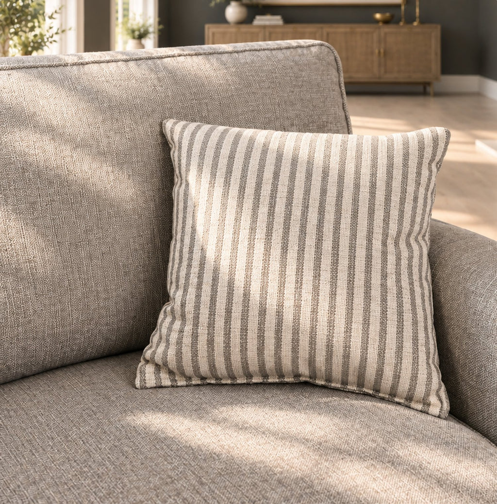 Eastbourne Armchair in Grey with Grey Stripe Cushion