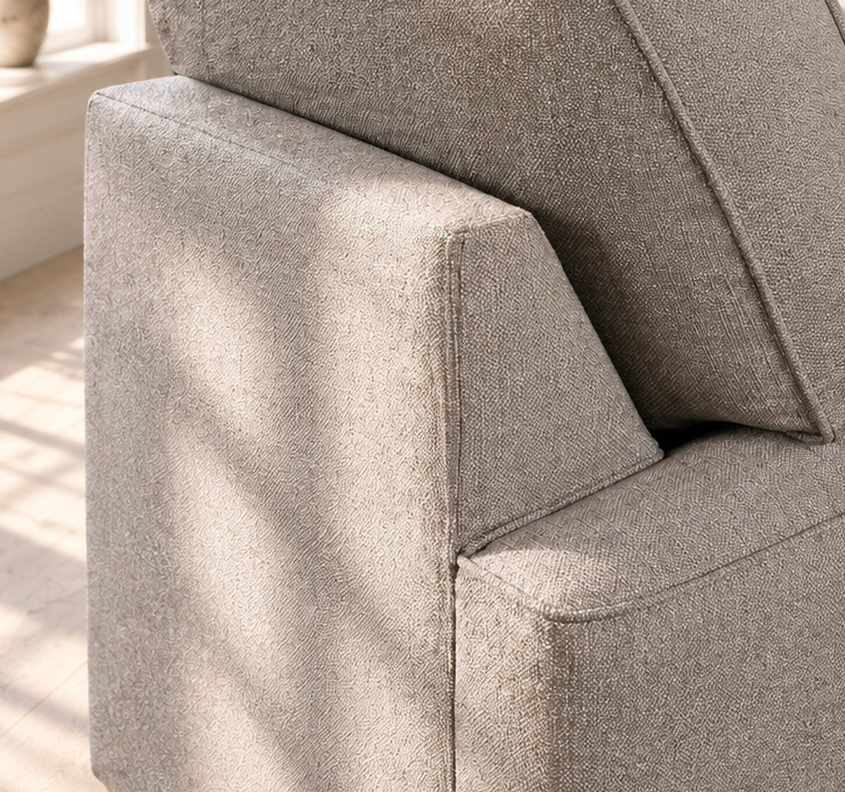 Eastbourne Armchair in Grey with Grey Stripe Cushion