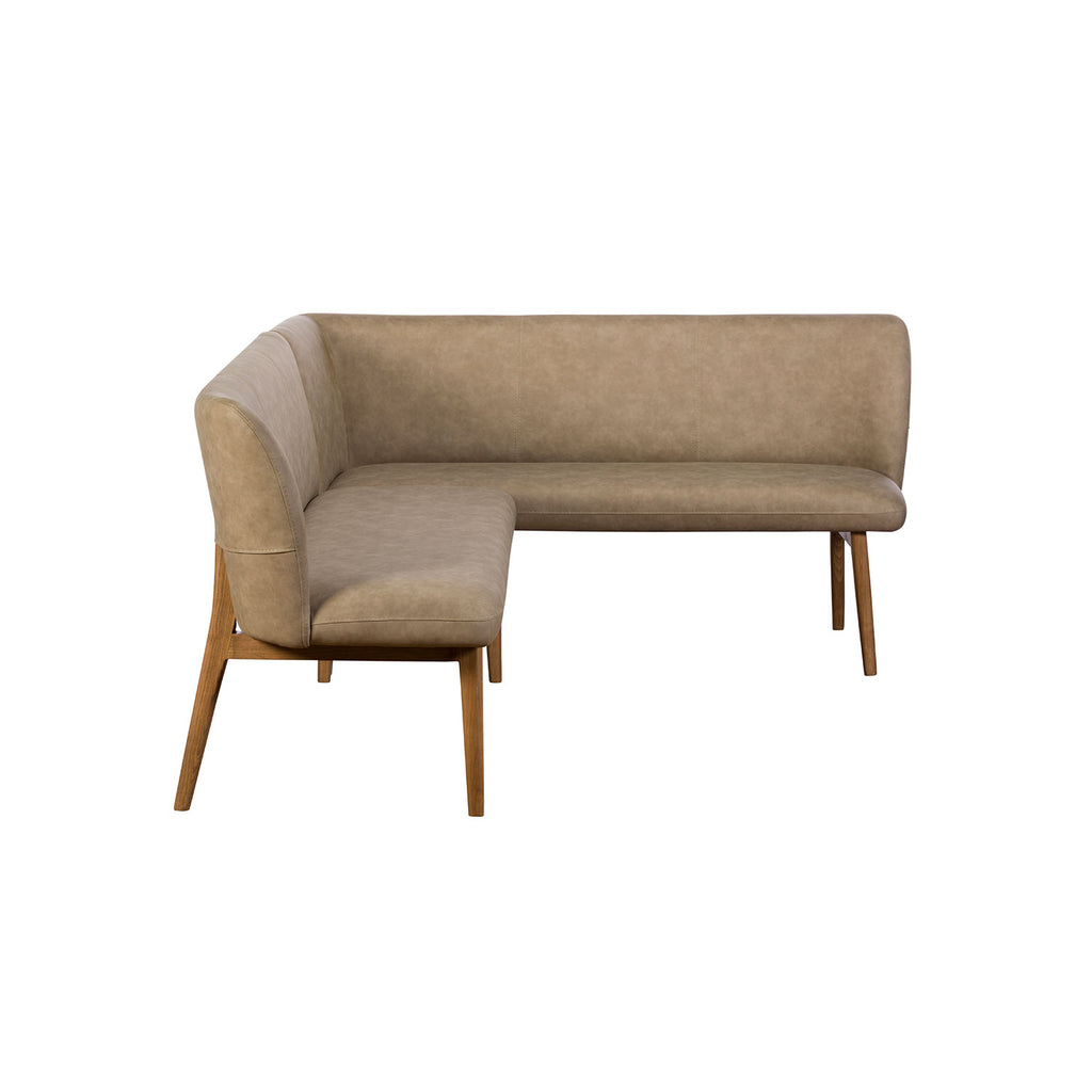 Lucca Corner Bench Dark Oak Leg (Left Hand Facing) - Taupe