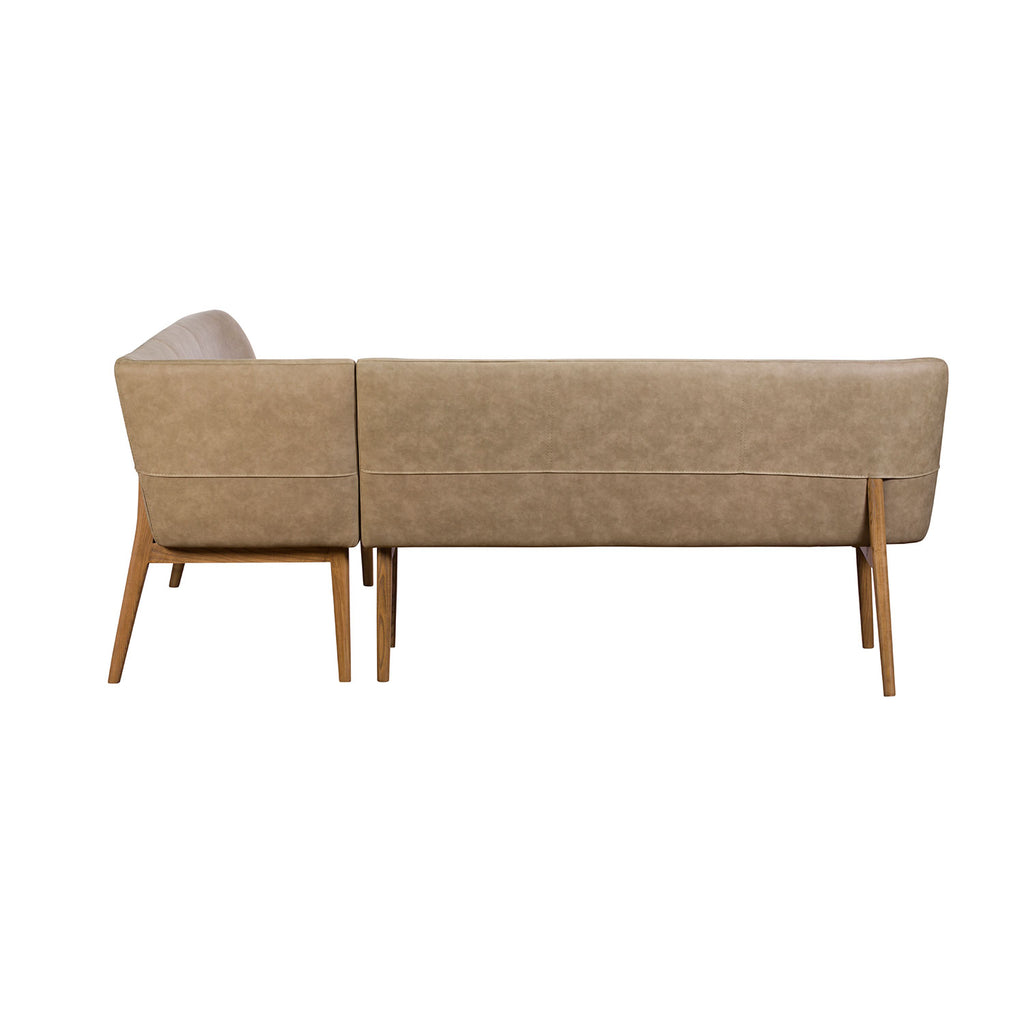 Lucca Corner Bench Dark Oak Leg (Left Hand Facing) - Taupe