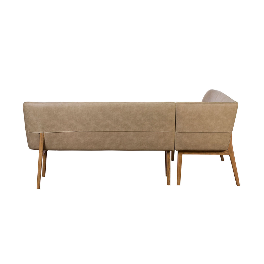 Lucca Corner Bench Dark Oak Leg (Right Hand Facing) - Taupe