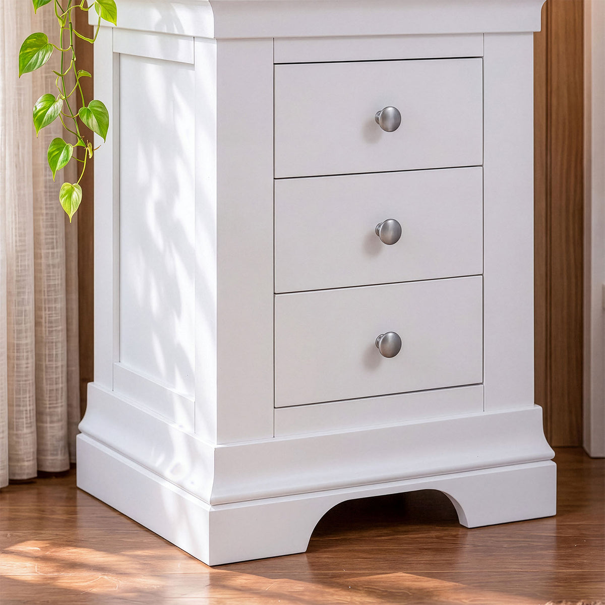 Provence 3 drawer bedside chest in white