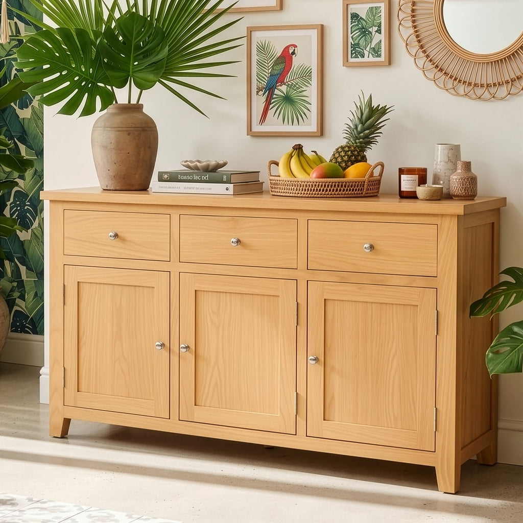 Tavistock 3 Door, 3 Drawer Sideboard in Oak Finish