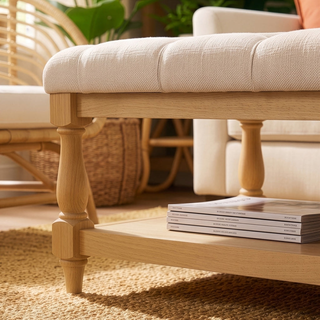 Tavistock Coffee Table with Button Down Linen Top