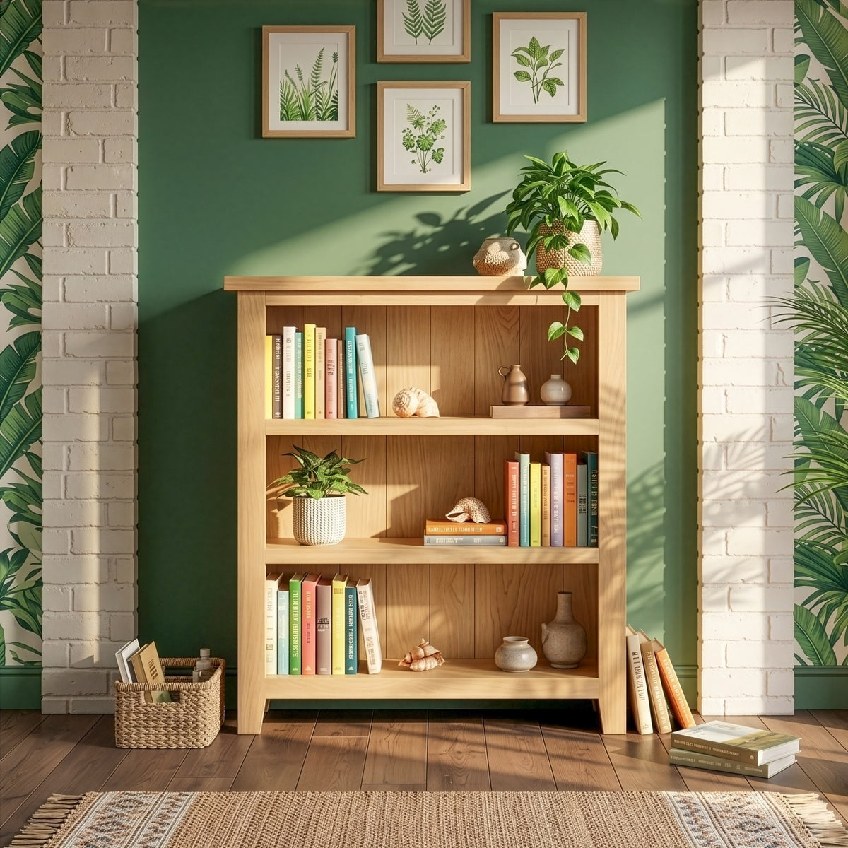 Tavistock Low Bookcase in Oak Finish
