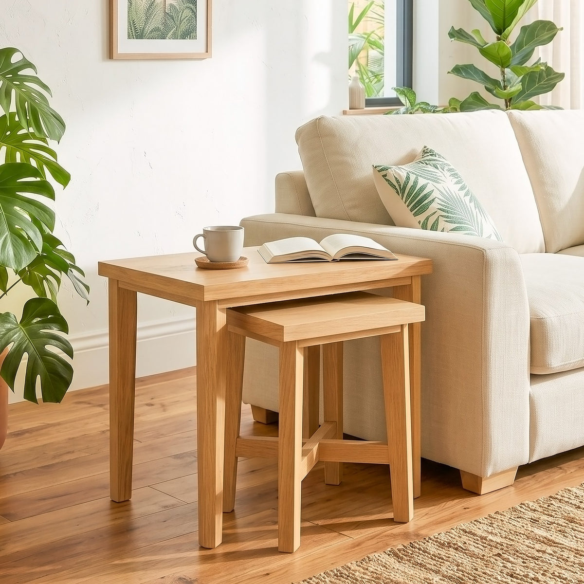 Tavistock nest of two tables in oak finish