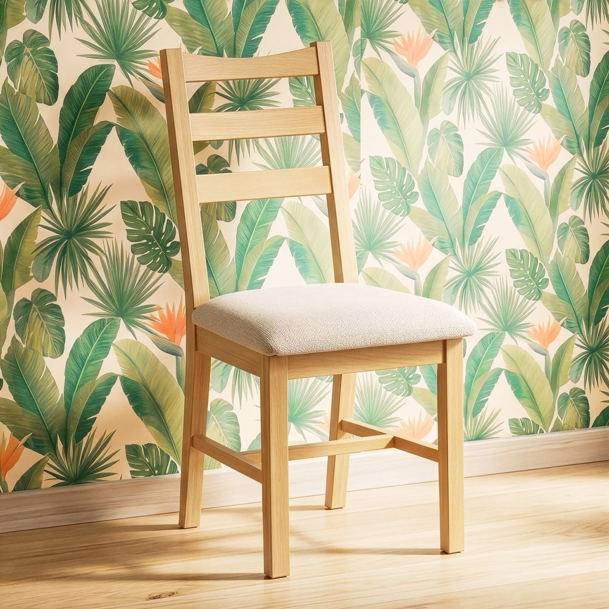 Tavistock Slatted Oak Dining Chair with Fabric Seat Pad