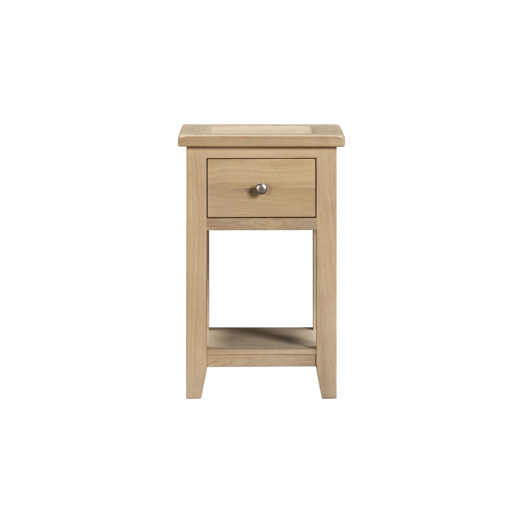 Tetbury 1 Drawer Lamp Table With Shelf in Natural Oak