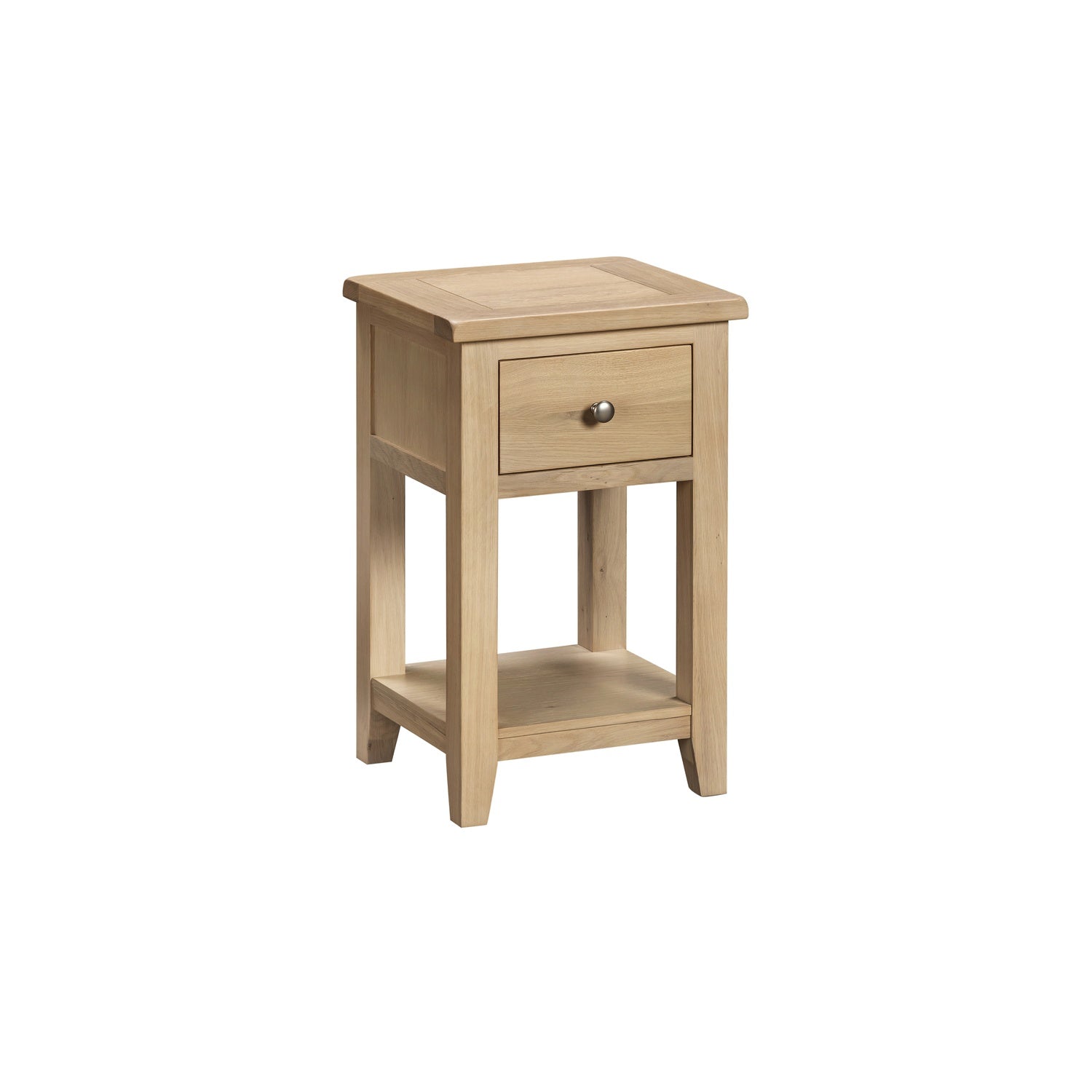 Tetbury 1 Drawer Lamp Table With Shelf in Natural Oak