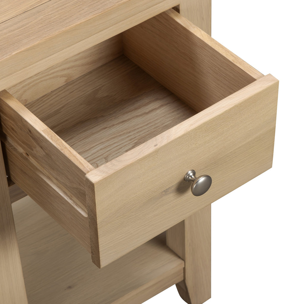 Tetbury 1 Drawer Lamp Table With Shelf in Natural Oak