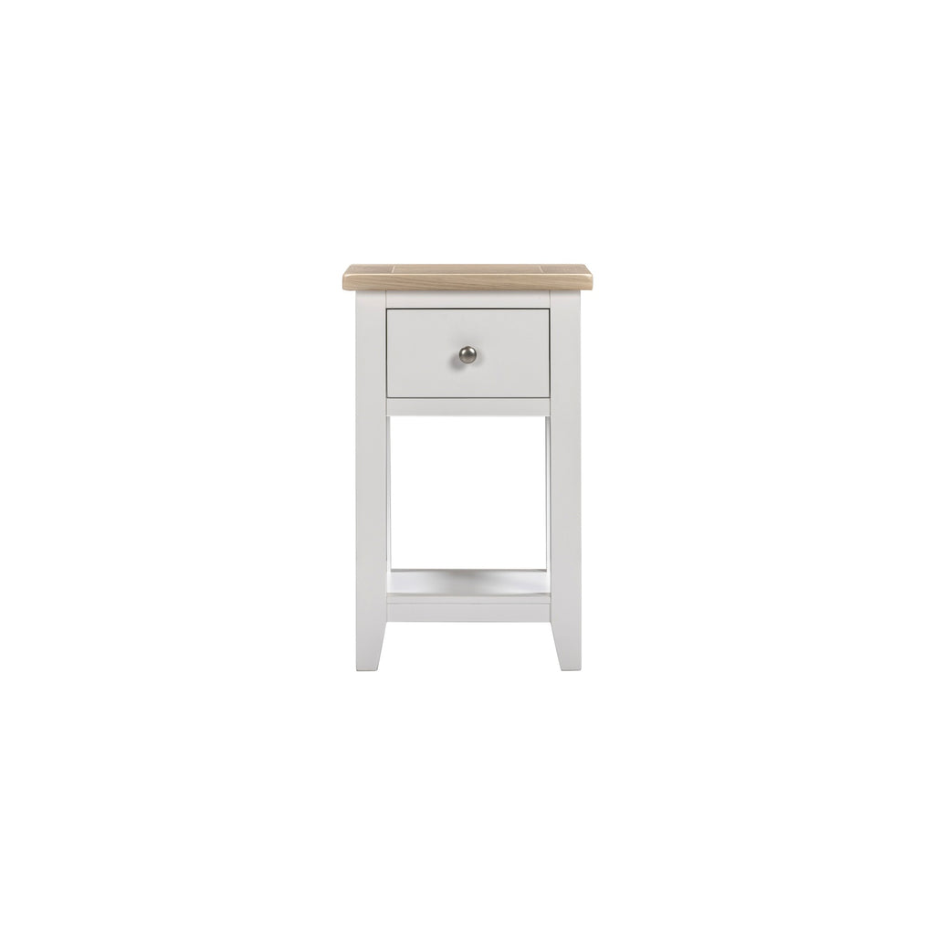 Tetbury 1 Drawer Lamp Table With Shelf in Painted / Oak