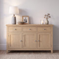 Sideboard with three doors and three drawers in an oak finish