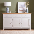 3 door, 3 drawer sideboard in painted and oak finish