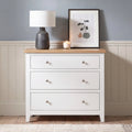 Chest of drawers with 3 drawers in painted finish with oak finish top.
