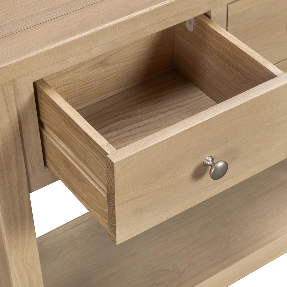 Tetbury Console Table With Shelf in Natural Oak