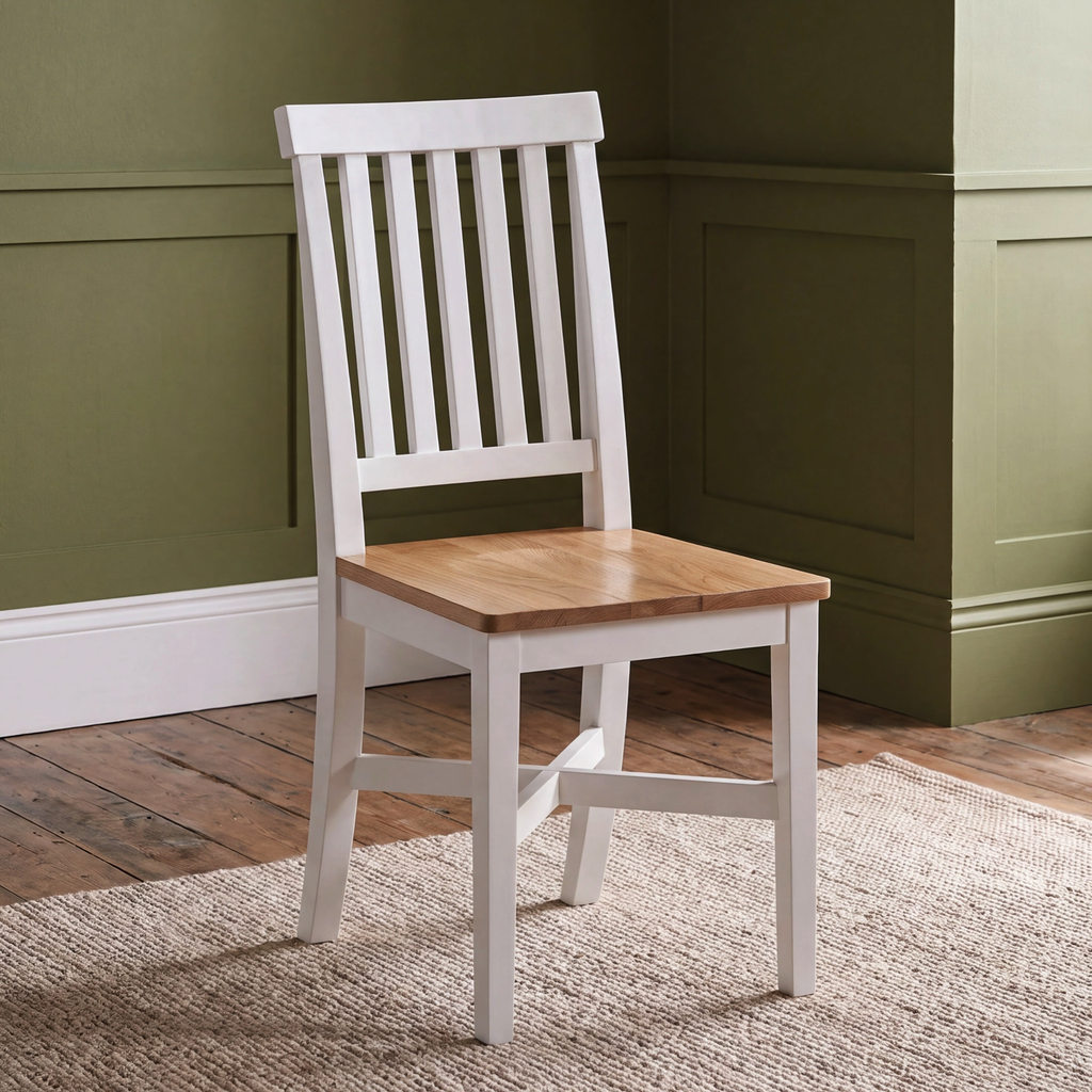 Dining Chair with Wooden Seat and Painted back