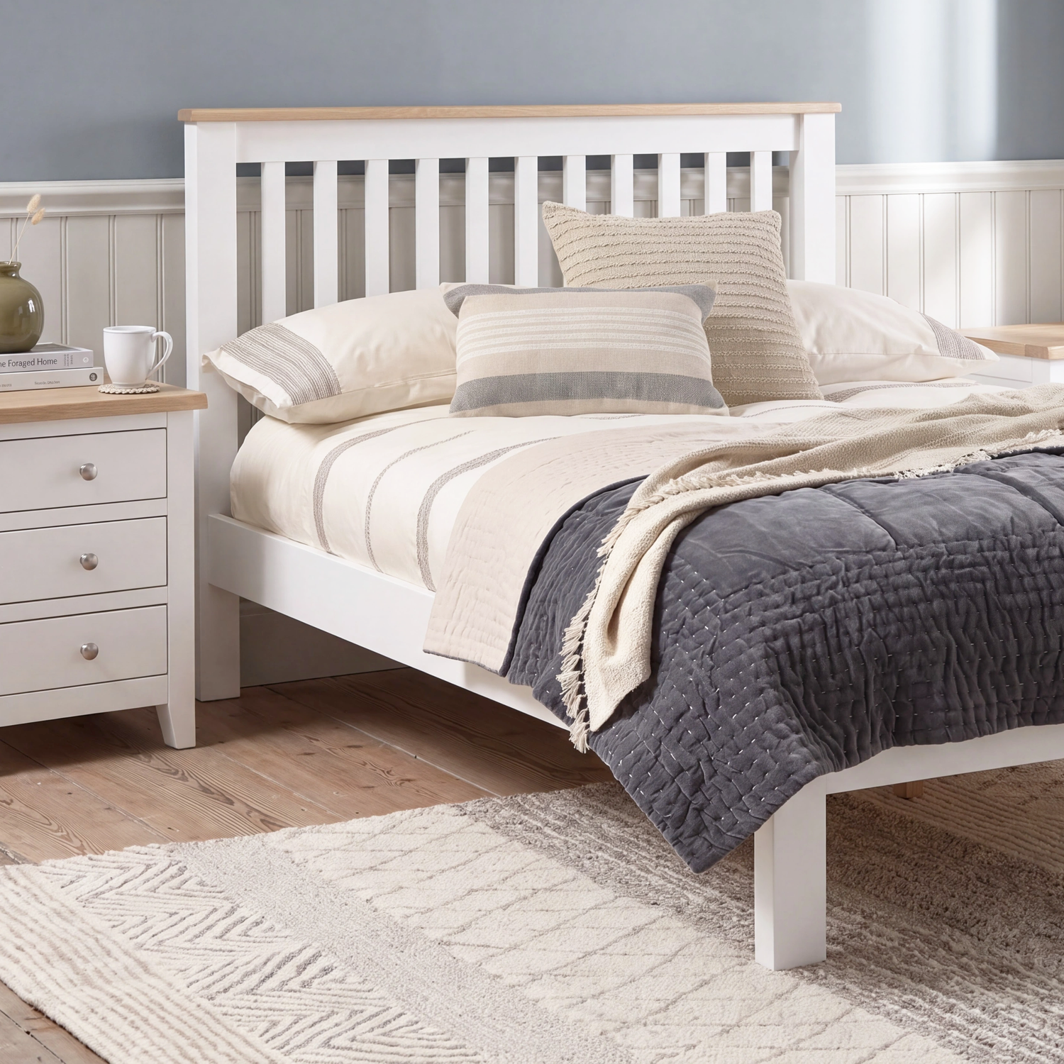 Tetbury King Size Bed Frame Wooden with painted finish
