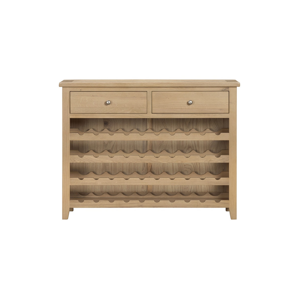 Tetbury Wine Console Table With Shelf in Natural Oak