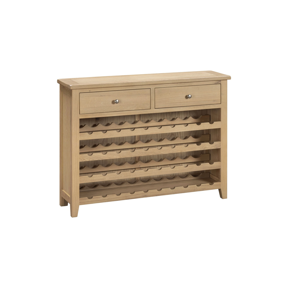 Tetbury Wine Console Table With Shelf in Natural Oak